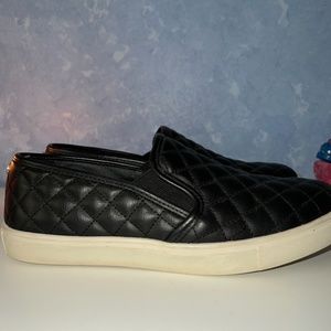Steve Madden Quilted Black Slip On Sneakers